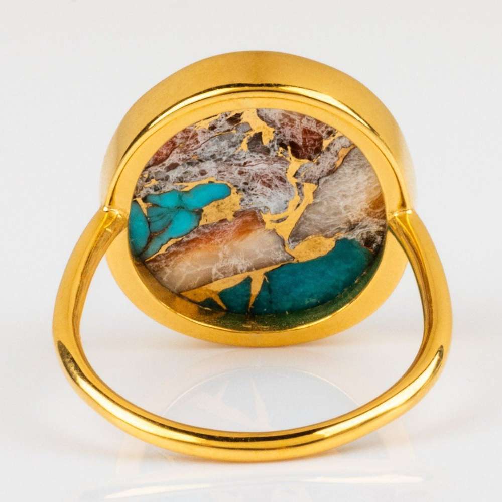 Gold Plated Vintage Melange Gemstone Ring - Minihomy