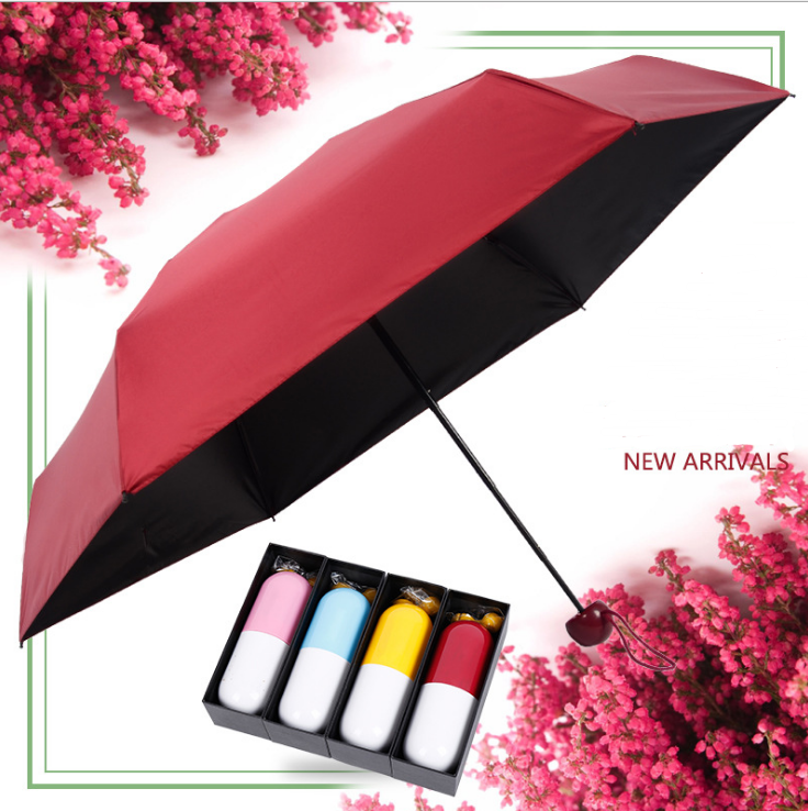 Creative 5 fold black plastic umbrella