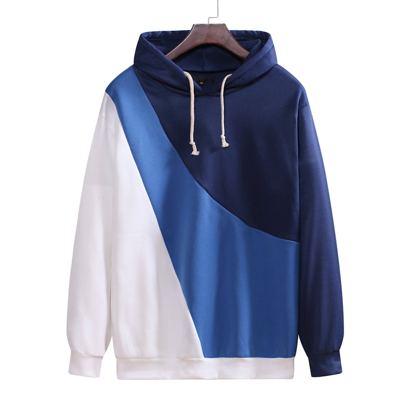 Casual Men's Loose Stitching Hooded Pullover Sweater - Minihomy