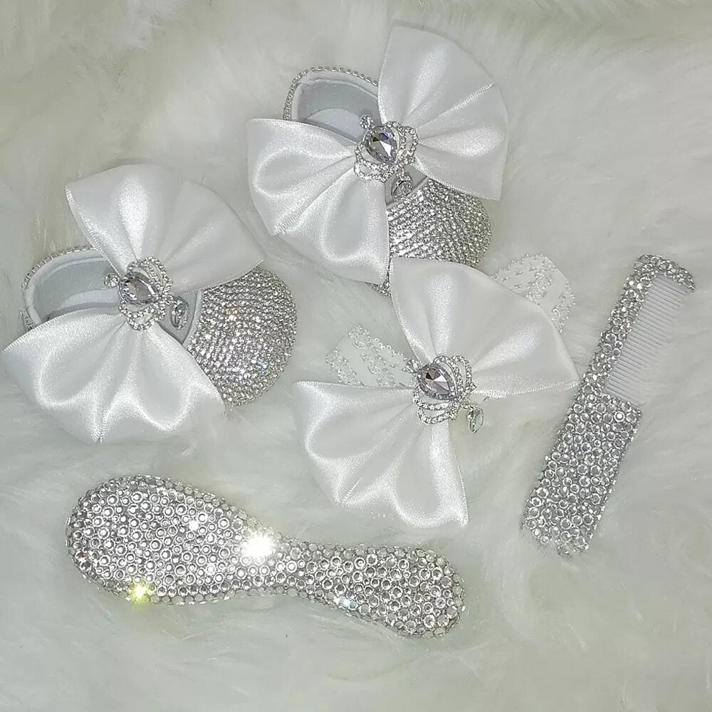 Handmade Bow Rhinestones Baby Girl Kids Shoes Hairband Sunglasses Comb