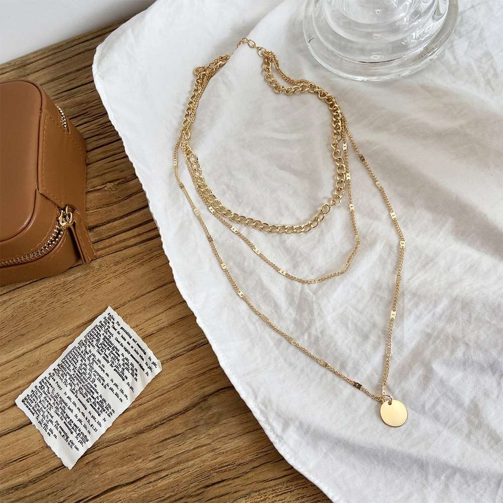 Fashionable Personality Small Disc Pendant Multi-Layer Necklace - Minihomy