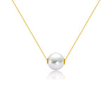 18K Gold Round Pearl Necklace Clavicle Chain - Minihomy