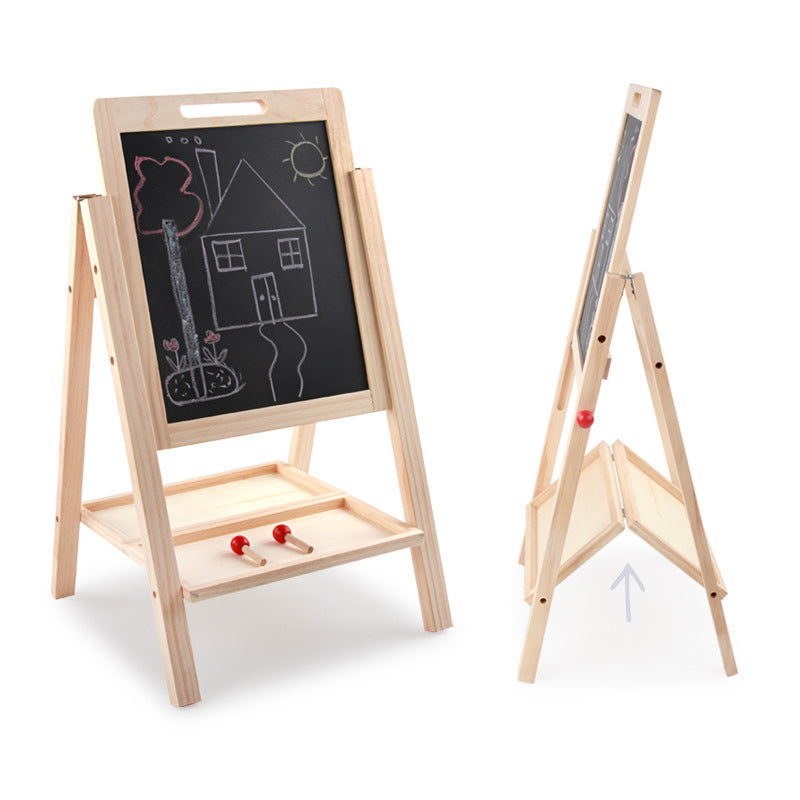 Children learn double-sided writing board wood ball can be raised and lowered convenient drawing board educational toys - Minihomy