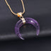 Crystal Semi-precious Stone Moon Pendant Necklace - Minihomy