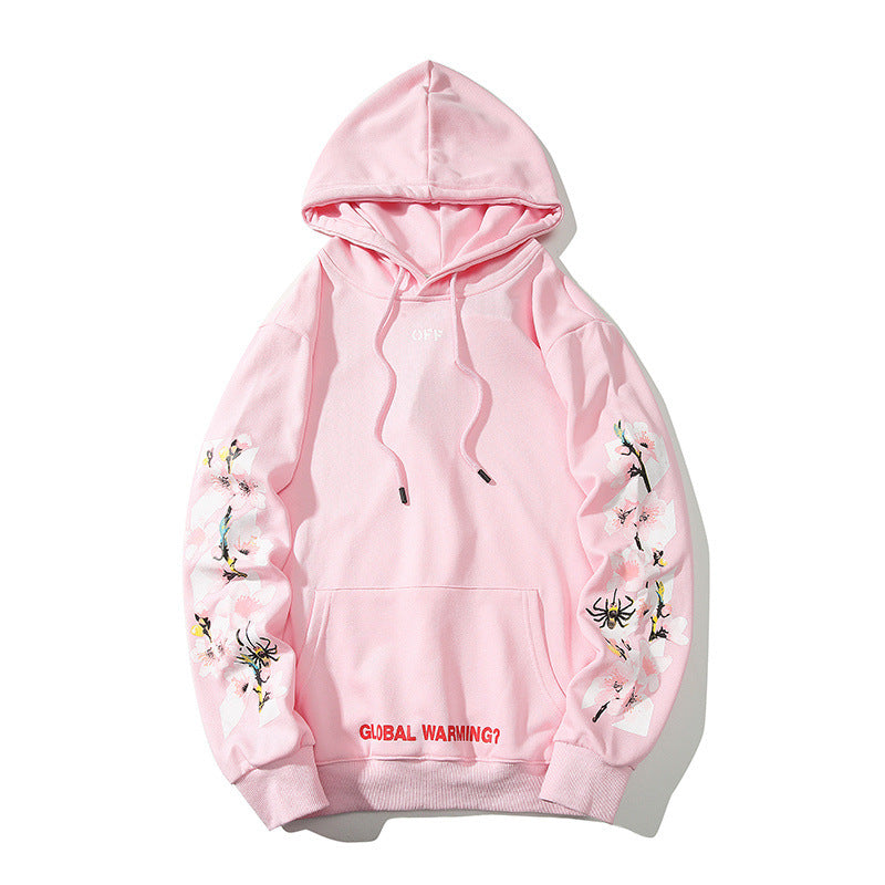 Flower Embroidery Hooded Sweatshirts Men's Hip Hop Hoodie - Minihomy