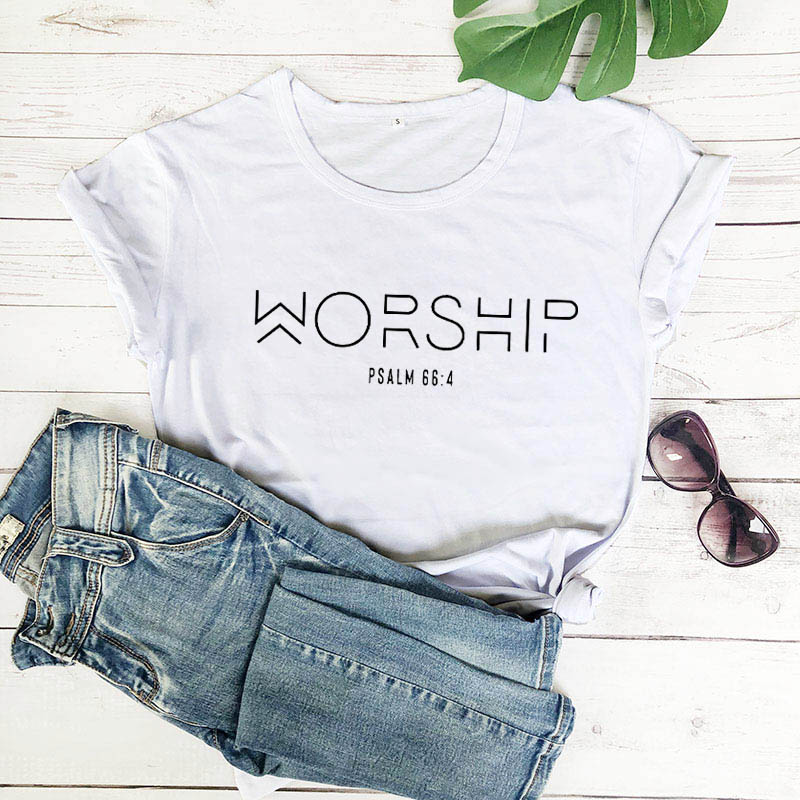 Worship Casual Cotton Christian T-Shirt Faith Shirt Women