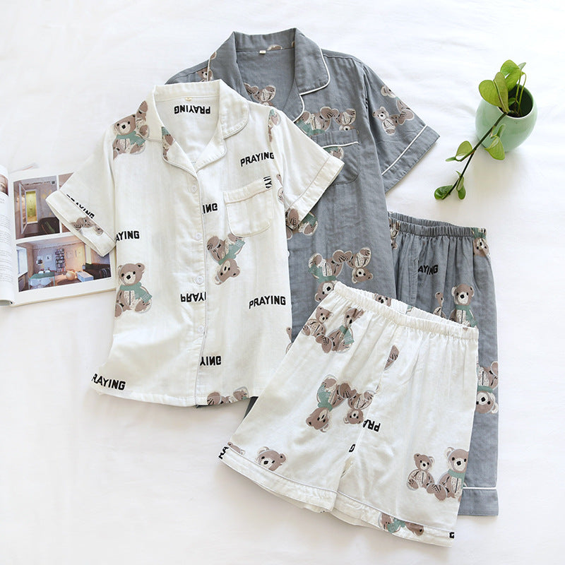 Couple Short-sleeved Shorts Cartoon Thin Spring And Autumn Home Service Suit - Minihomy