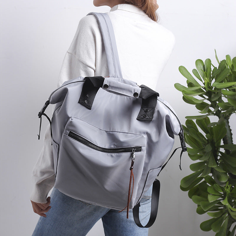Nylon Waterproof Backpack Women Large Capacity Schoolbags Casual Solid Color Travel Laptop Backpack Teen Girls Bookbags