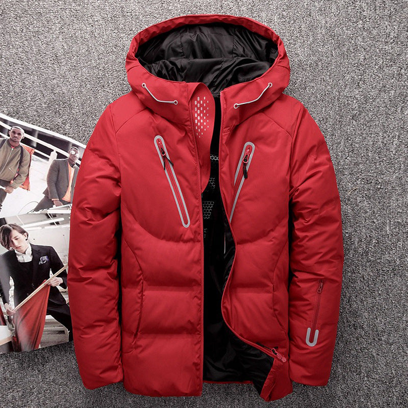 Men's hooded down jacket winter casual down jacket - Minihomy