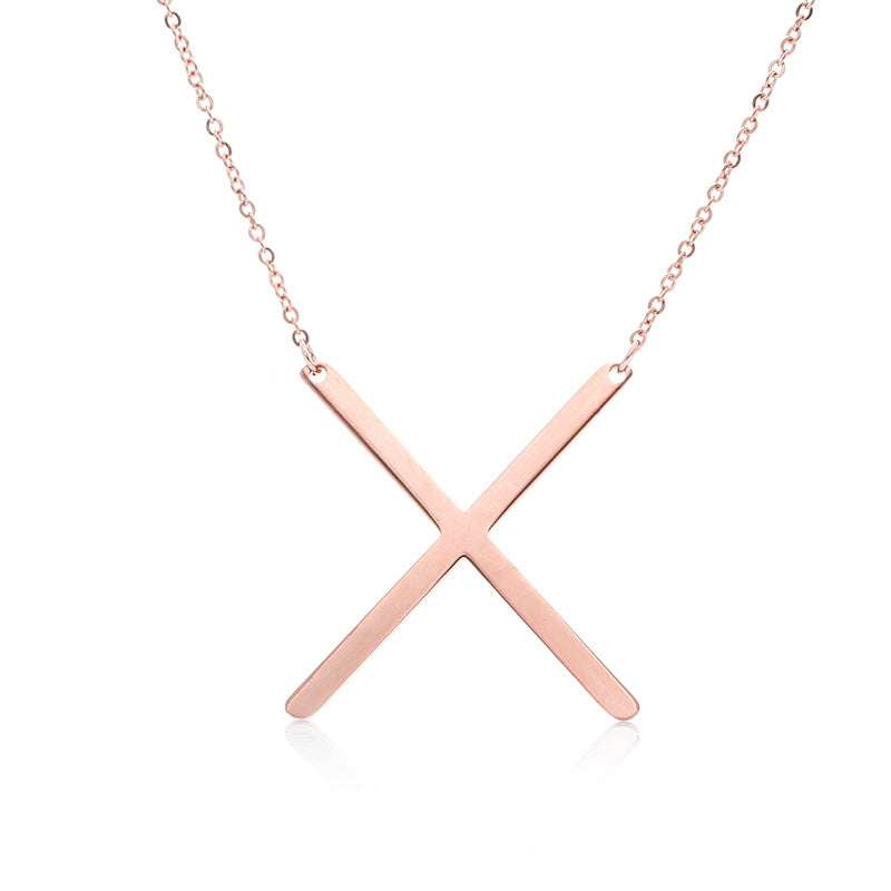 Fabulous Rose Gold Plated Stainless Steel Initial Letter Pendant Necklace - Minihomy