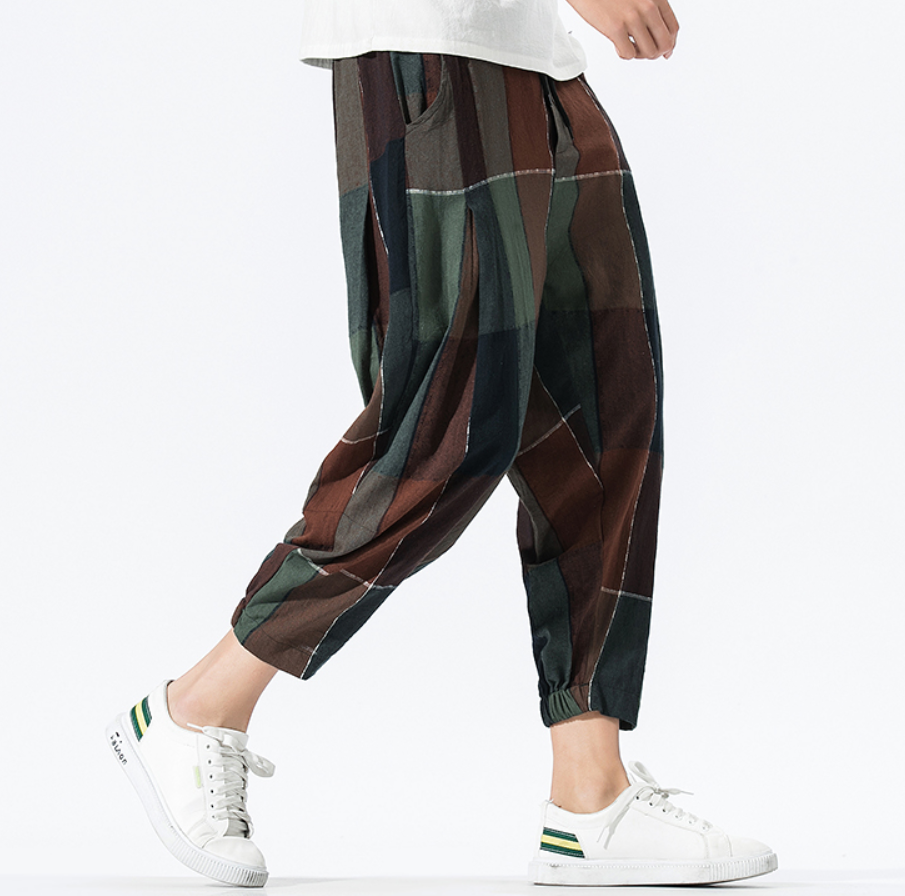 Ankle-Length Linen Joggers Men Pants