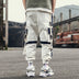 Pocket Contrast Overalls Jogger Casual Cargo Pants - Minihomy