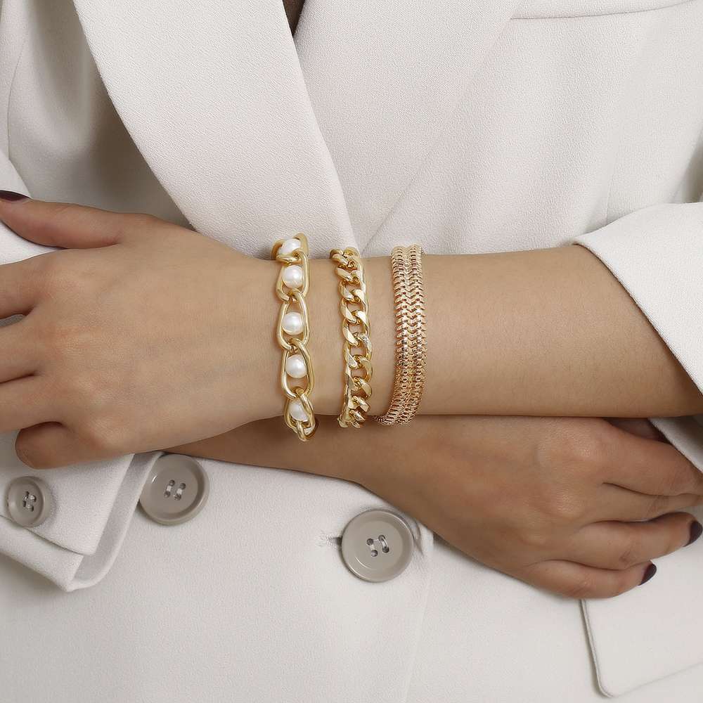 Creative Chain Inlaid Pearl Temperament Bracelet - Minihomy