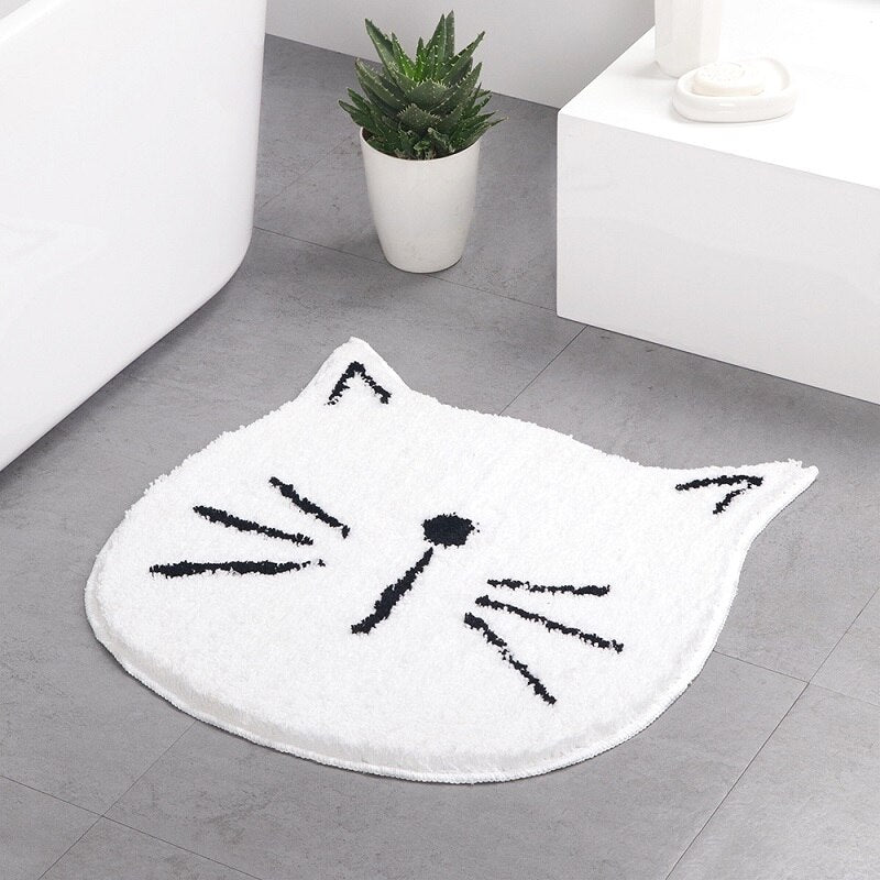 Carpet one generation flocking ins Nordic cartoon cat bathroom absorbent mat home entrance living room mat - Minihomy