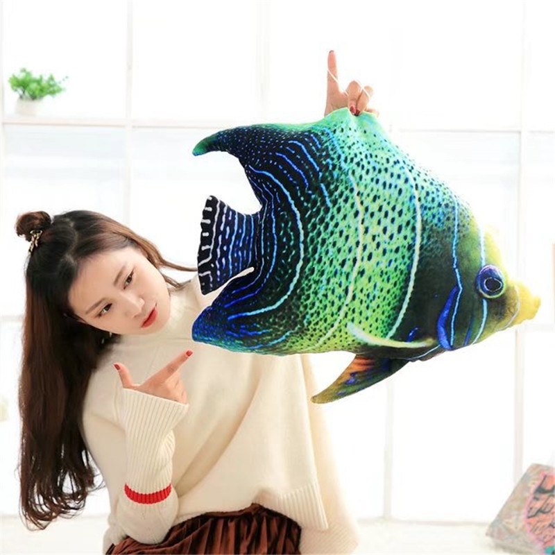 Big turtle Tropical Fish 3D Printing Soft Plush Chair Seat Cushion Pillow Home Car Decor Stump Shaped Decorative Pillows - Minihomy