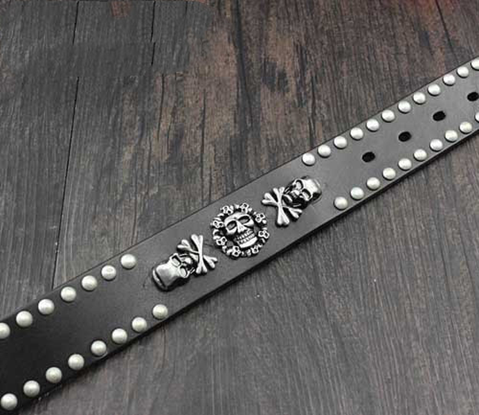 Cowhide Skull Rivet Belt for Men - Punk Rock Gothic Style - Minihomy