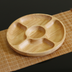 Rubber Wood Five-Grid Wooden Plate Snack Plate Household Features