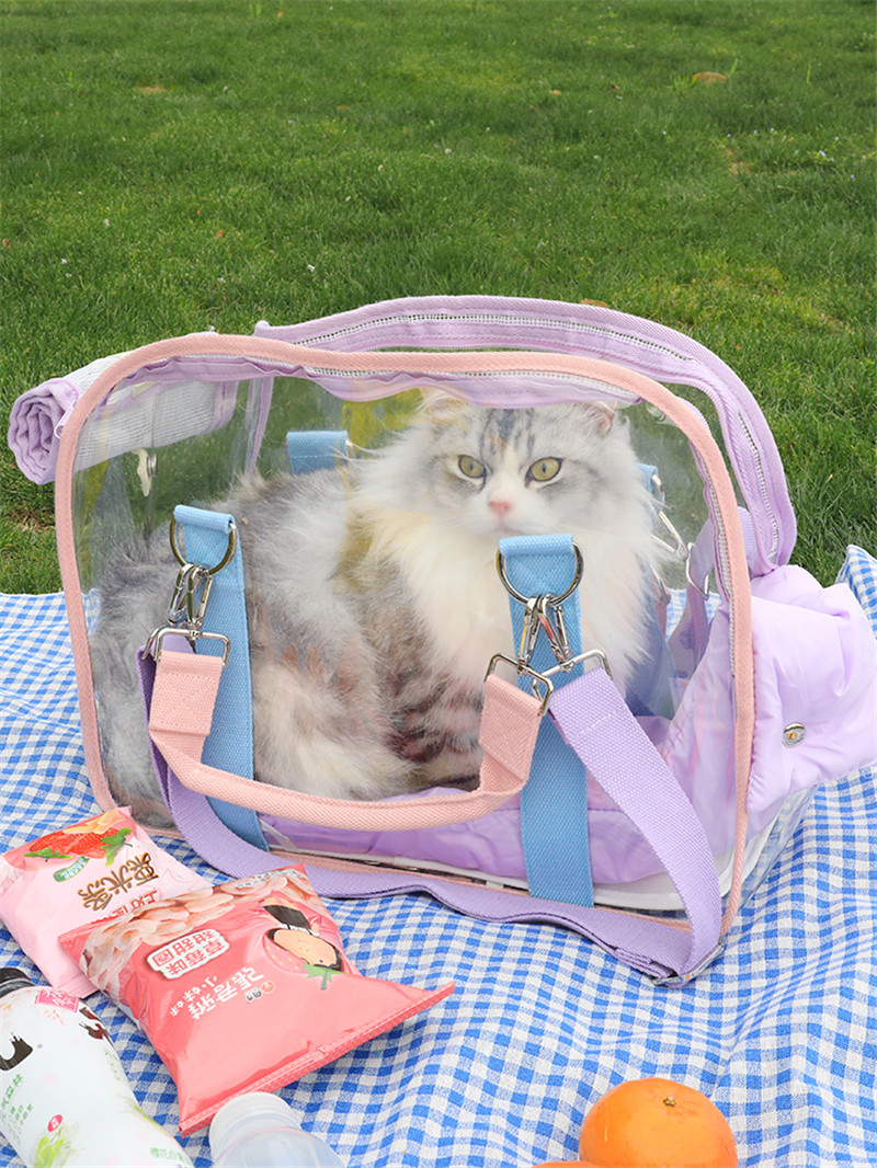 Macaron Transparent Cat Bag Diagonally Across The Cat Beach Bag - Minihomy