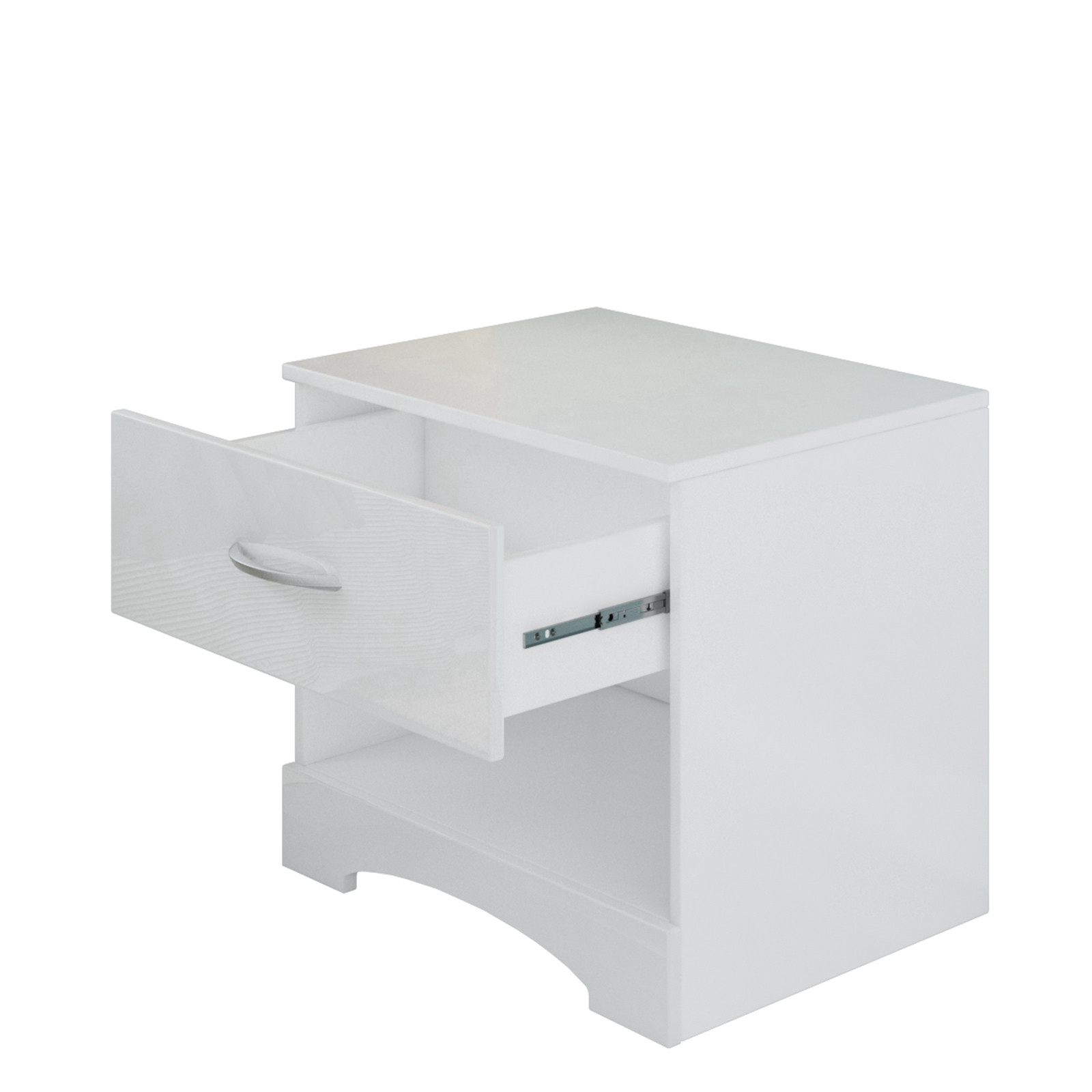 Modern High-gloss Bedside Table Storage Cabinet With One Drawer