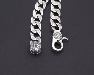 925 Sterling Silver Jewelry Retro Personality Men's Thick Creative Spring Hole Pop Bracelet