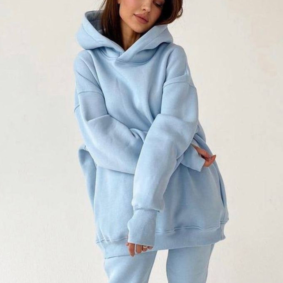 Women's Fleece Tracksuit Hooded 2 Piece Set Autumn Winter Oversized Hoodies