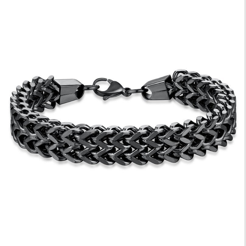 Double Row Stainless Steel Hip Hop Style Titanium Steel Bracelet