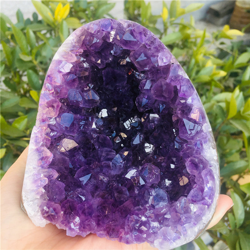 Natural Ametista Amethyst Geode Quartz Cluster Crystal Specimen Energy Healing Thunder Egg