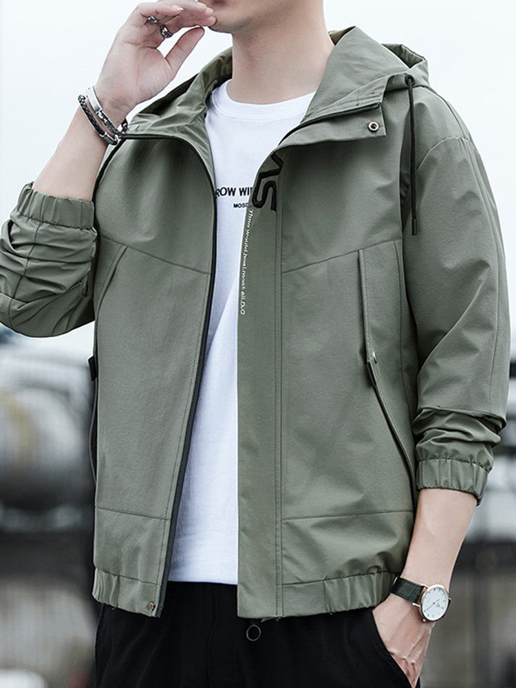 Windbreaker Jacket Men Solid Color Thick Jackets Coats Autumn Spring