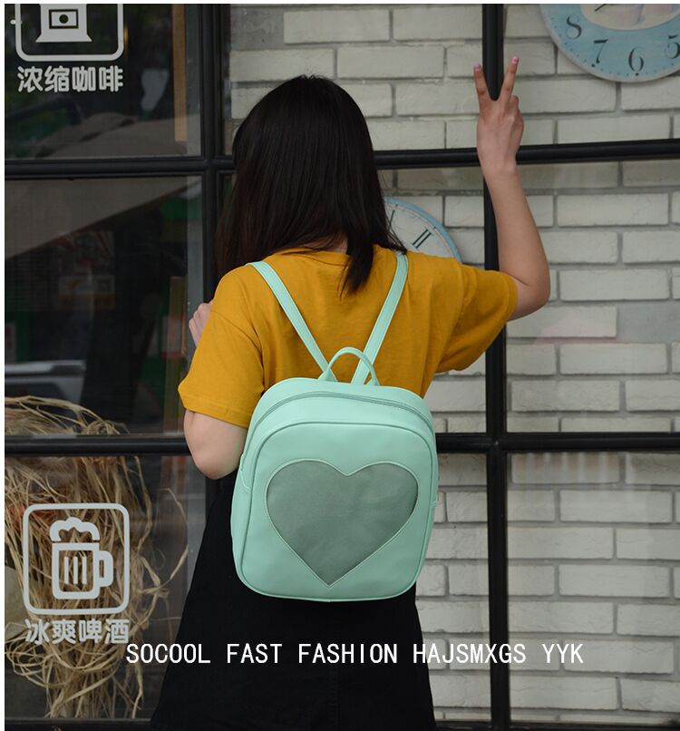 Korean cute students children's soft sister Macarons retro color transparent Backpack Bag