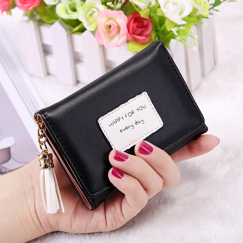 Korean letter short Purse female Wallet - Minihomy