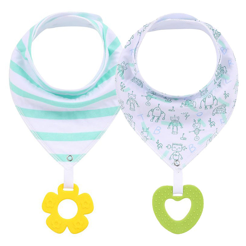 Baby Teether Triangle Baby Bandana Drool Bibs and Teeth Toys