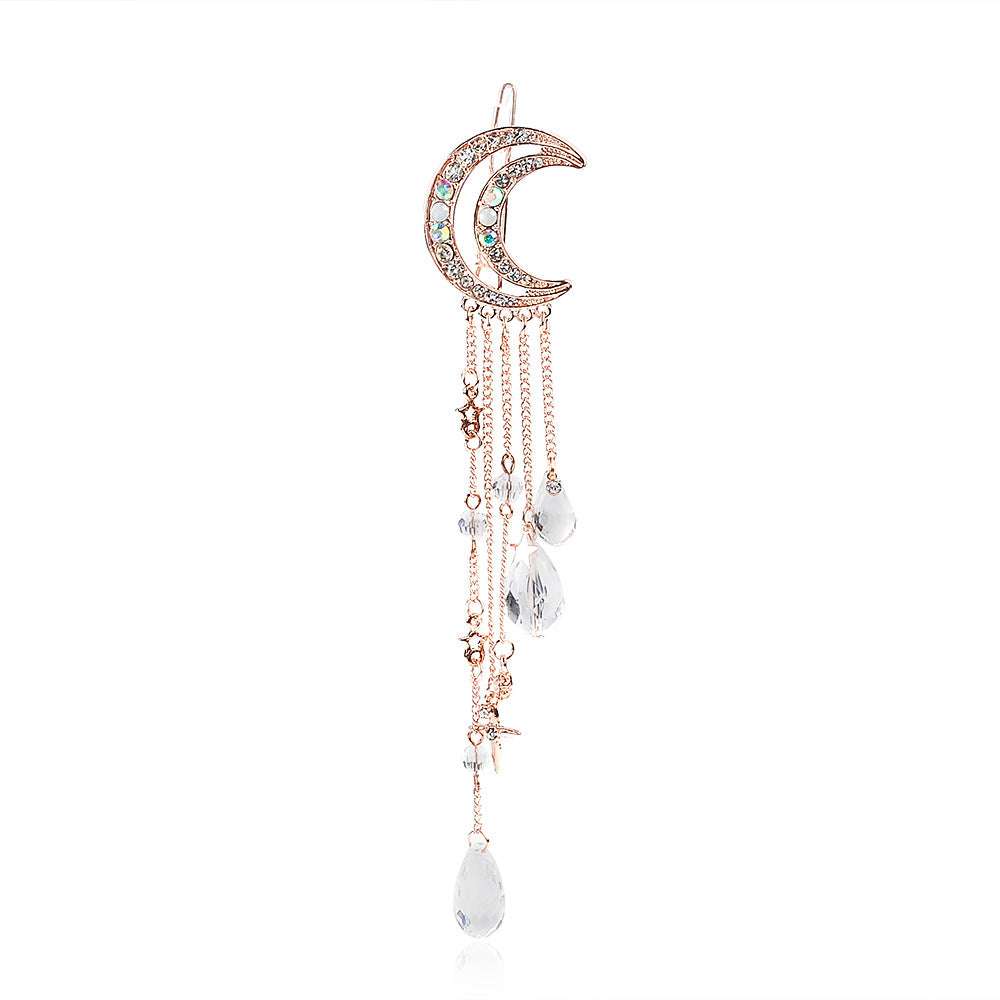 Moon Tassel Pentagram Pendant Hair Clip - Minihomy