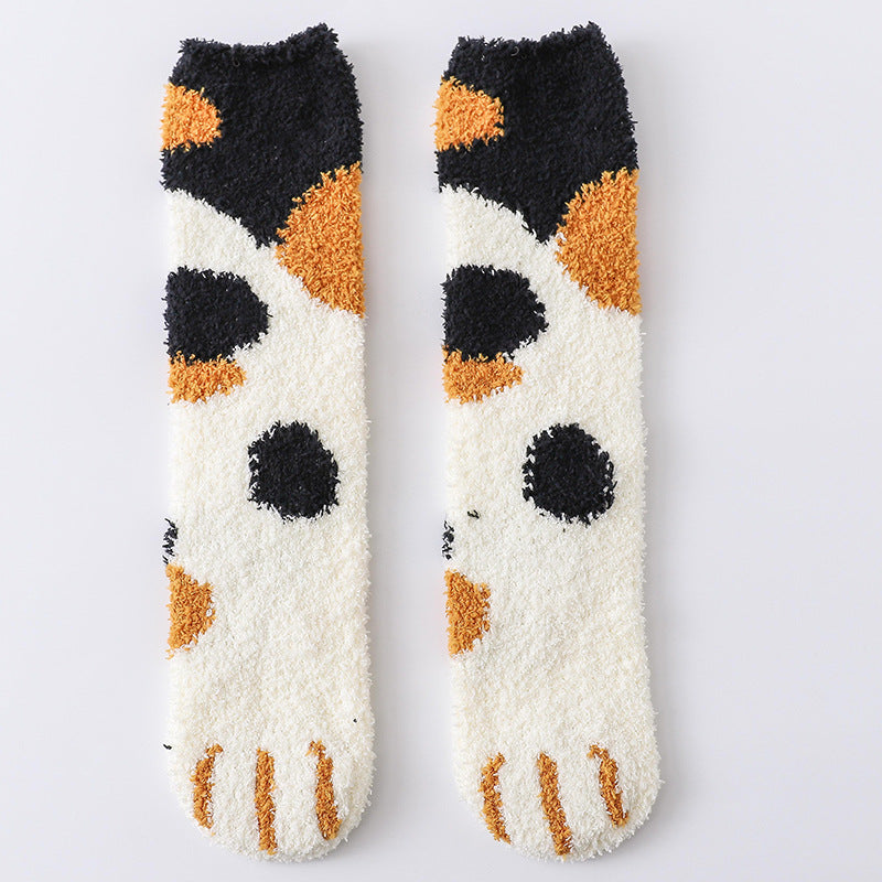 Autumn Winter Cat Claws Cute Thick Warm Sleeping Floor Socks - Minihomy