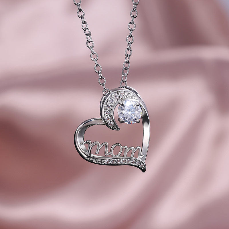 MOM Heart Claw Necklace with Zircon - Minihomy