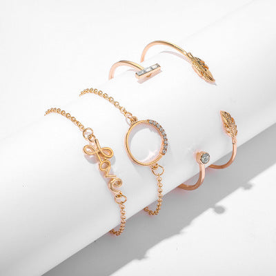 Love leaf diamond circle bracelet - Minihomy