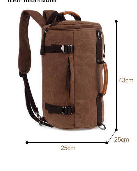 Large Capacity Travel Mountaineering Backpack Bags Canvas Bucket Shoulder Bag - Minihomy