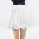 Women's High Waist Stitching Black Mesh Skirt