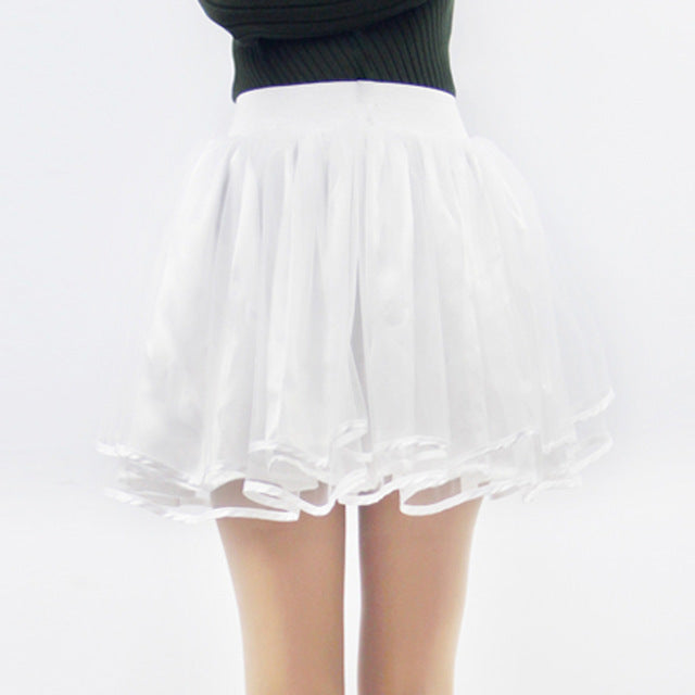 Women's High Waist Stitching Black Mesh Skirt