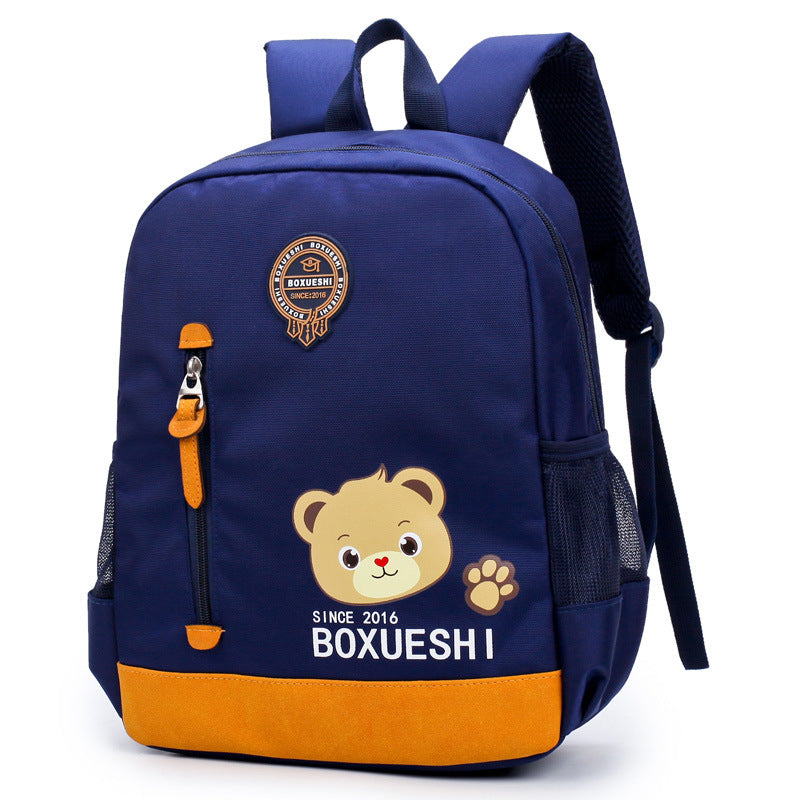 A cartoon bear nursery school schoolbag and baby travel back