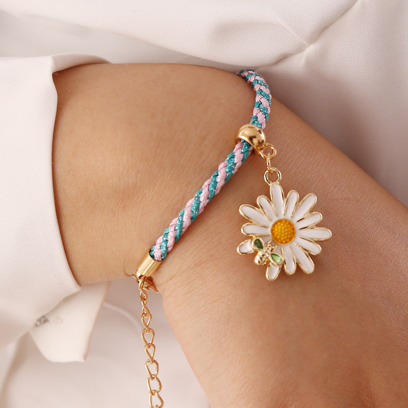 Small Daisy Bee Multicolor Twist Rope Bracelet Personality Creativity