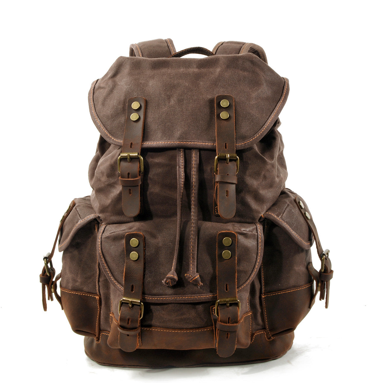 Canvas stitching leather mountaineering bag - Minihomy