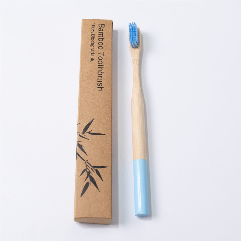 Round Bamboo Toothbrush with Natural Bamboo Handle