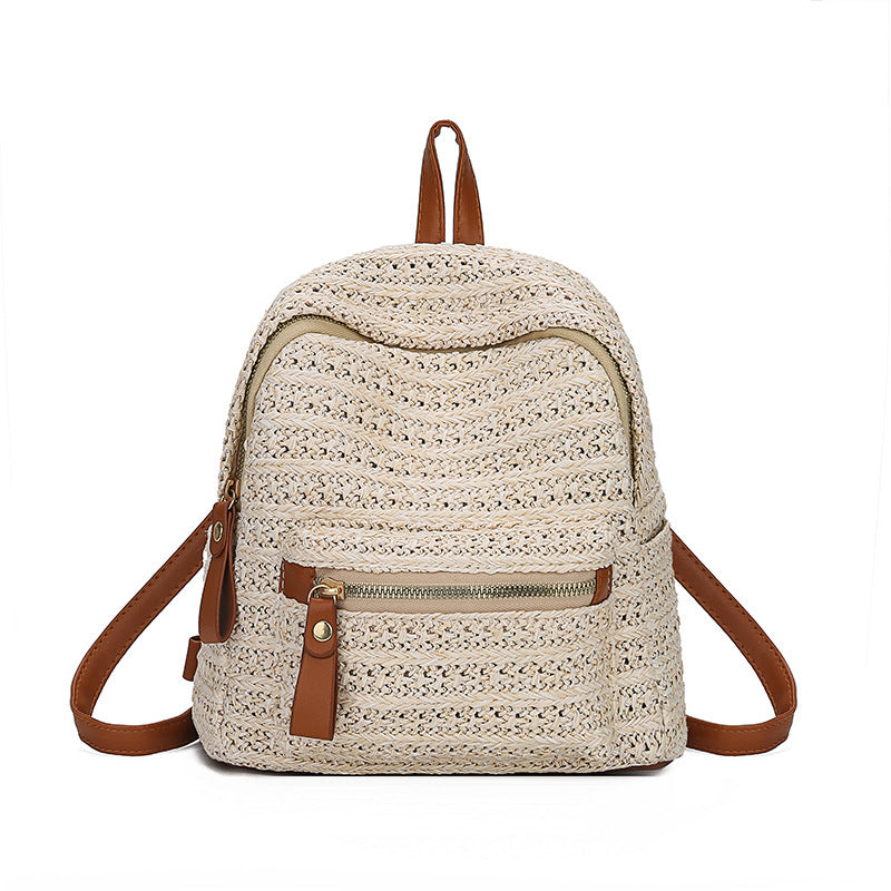 Straw Backpacks Women Mini Shoulder Bag  Beach Satchel Schoolbags