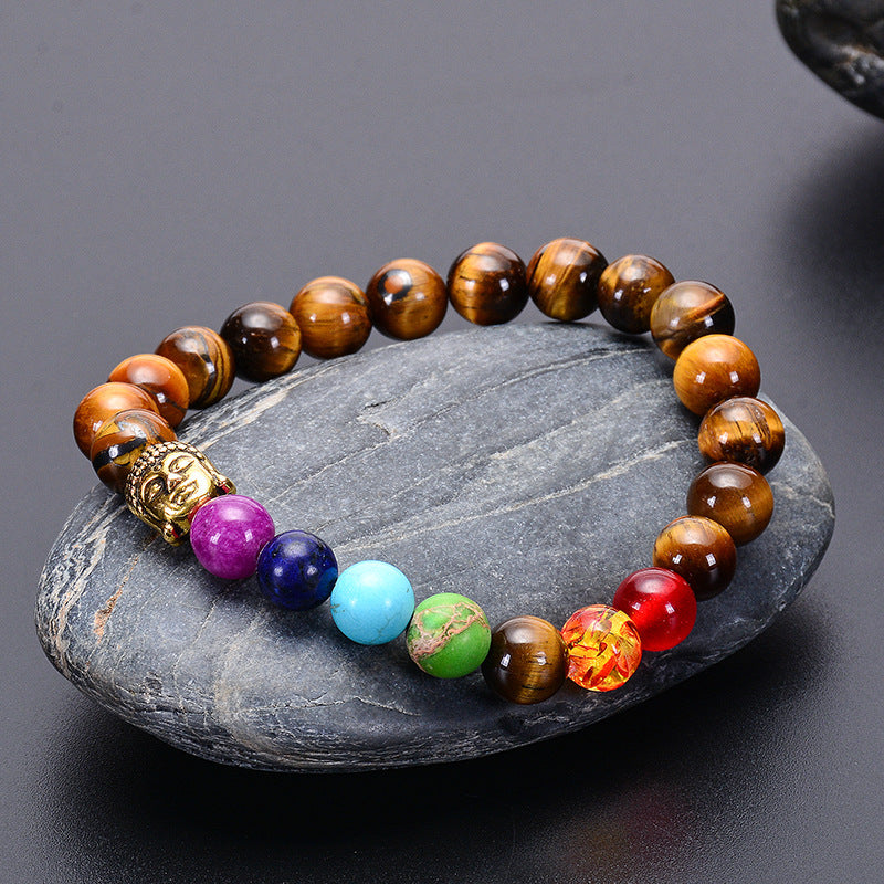 Natural Lava Stone Tiger Eye Beads Bracelet - Minihomy