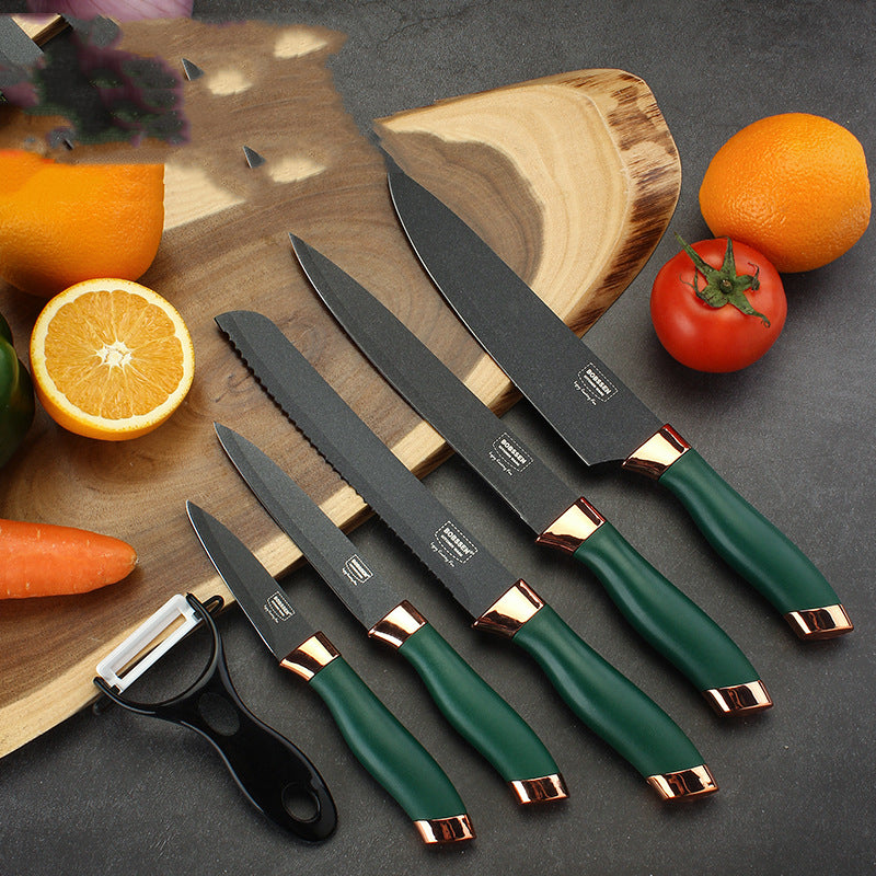 Cleaver Knife Set Kitchen Green Handle - Minihomy