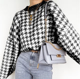 Houndstooth knit casual retro pullover sweater