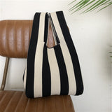 Stylish Checkerboard Wool Knit Woven One-Shoulder Armpit Bag