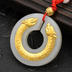 Factory direct Hotan Jade Pendant Ping An Buckle Gold Inlaid Jade Double Dragon Jade Pendant Gift Wholesale