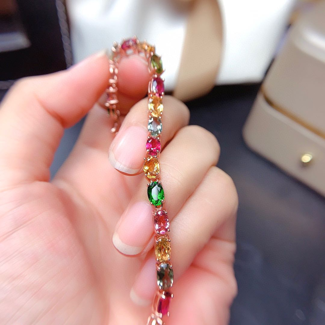 Natural Candy Color Tourmaline Bracelet Female Crystals - Minihomy