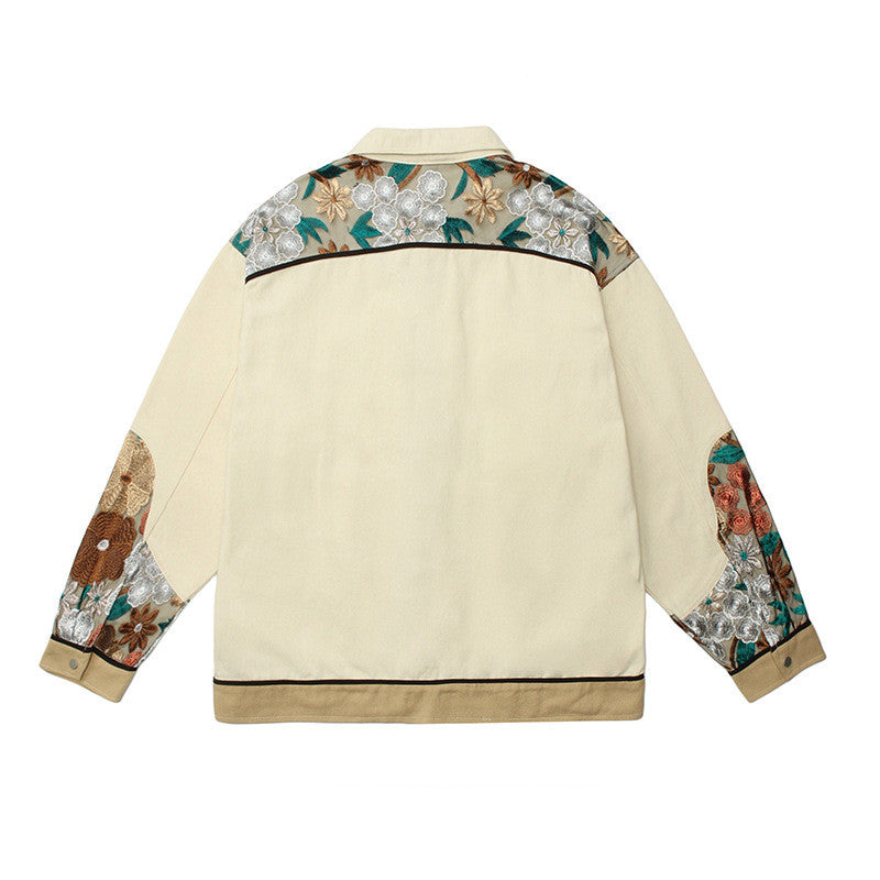 Lace Embroidery Stitching Workwear Jacket Men - Minihomy